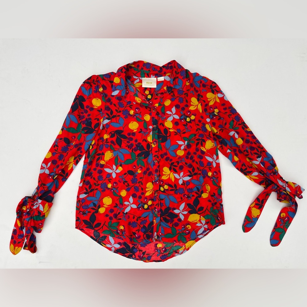 Mauve for Anthropologie Shirt Blouse size S small Red flowers NWOT